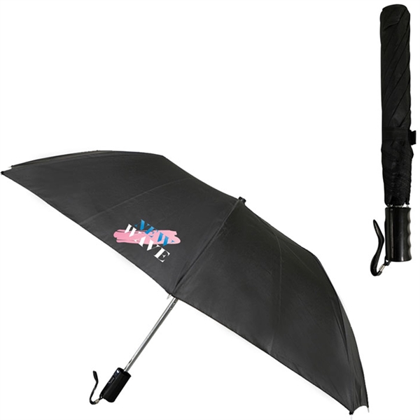 Lot of 60-42" Arc Collapsible Black Auto-Open Umbrellas RainStoppers Rain/Sun 