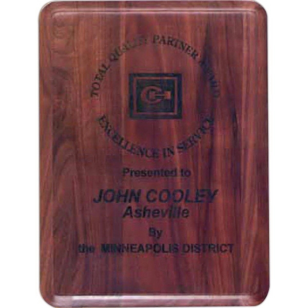 Round Edge Walnut Plaque Laser Engraved Into The Wood