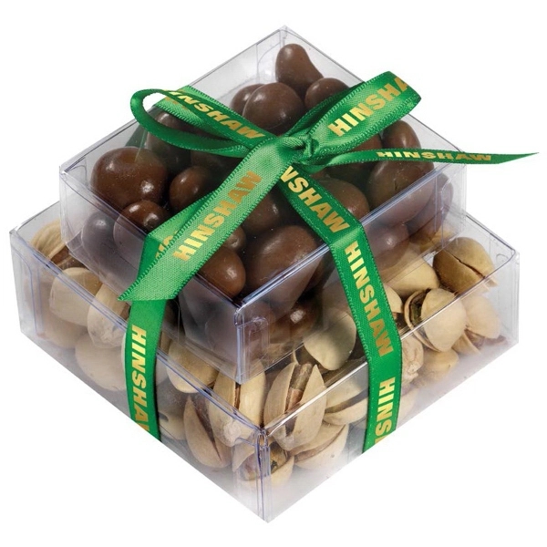 Stacked Present with Pistachios and Chocolate Covered Peanut
