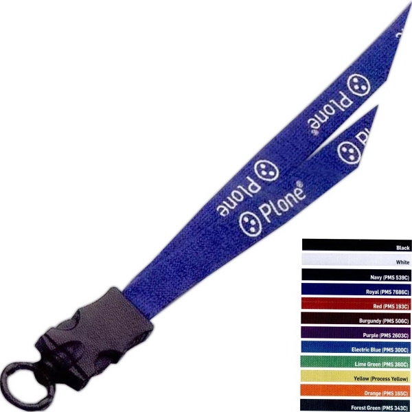 1/2" Cotton Lanyard w/ Plastic Snap Buckle Release & O-Ring