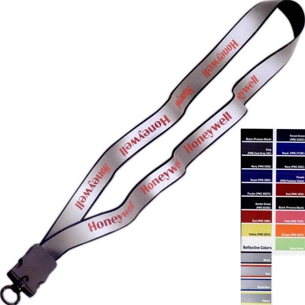 3/4" Reflective Lanyard w/ Snap-Buckle Release & O-Ring