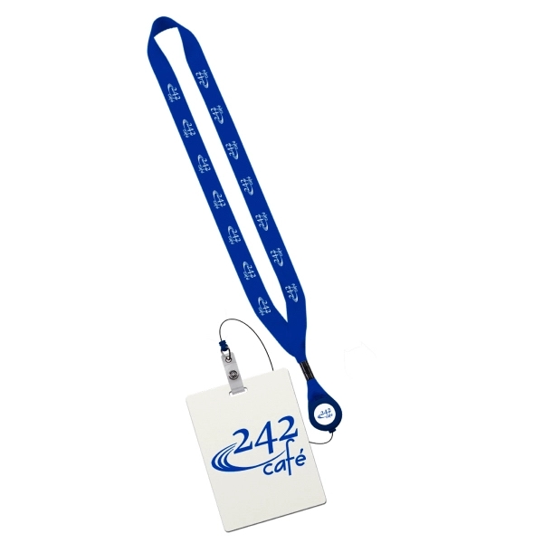 3/4" Retractable Lanyard with 3"Wx4"H Plastic ID Badge