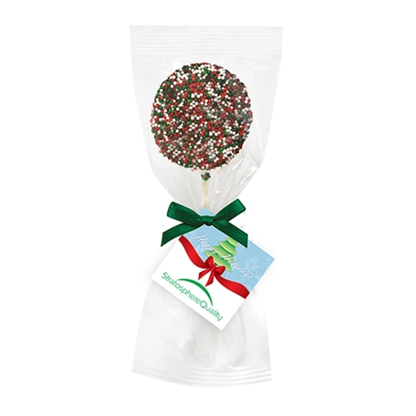 Chocolate Covered Oreo Pop w/ Holiday Nonpareil Sprinkles