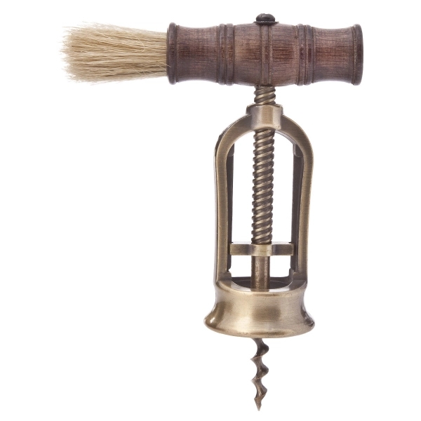 Open-Frame Corkscrew with Brush - Antique Replica