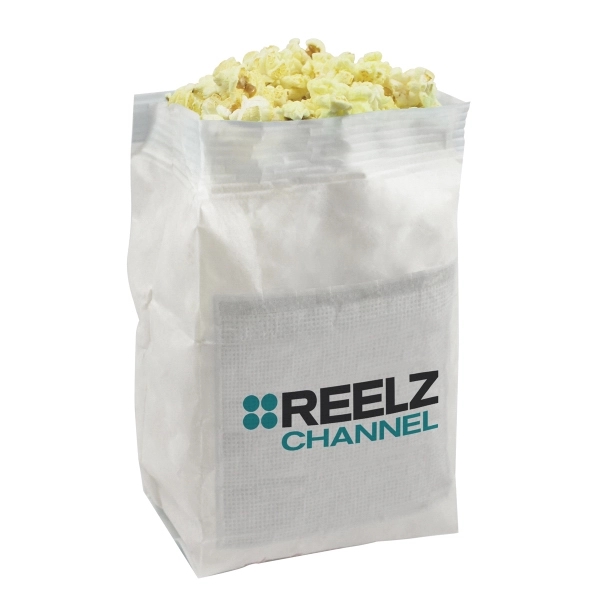 White Popcorn Bag with Custom Imprint