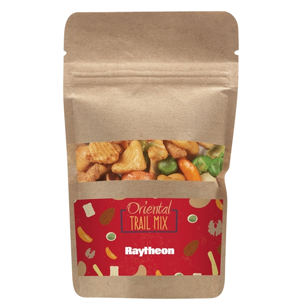 Resealable Kraft Window Pouch With Oriental Nut Mix