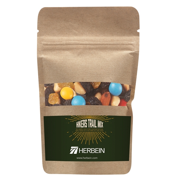 Resealable Kraft Window Pouch With Hiker's Trail Mix