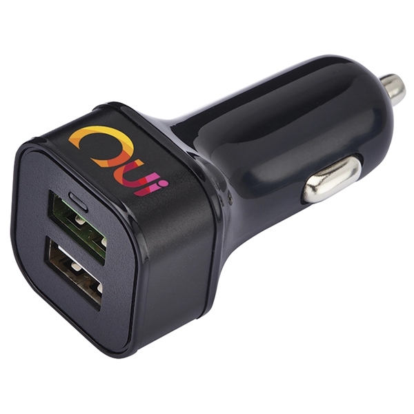 Square Head Dual USB Car Charger with QC 3.0