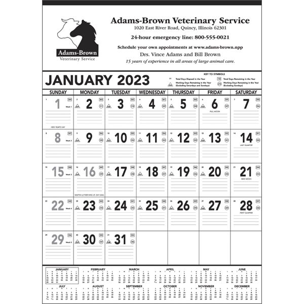 Black & White Contractor Memo 2023 Calendar