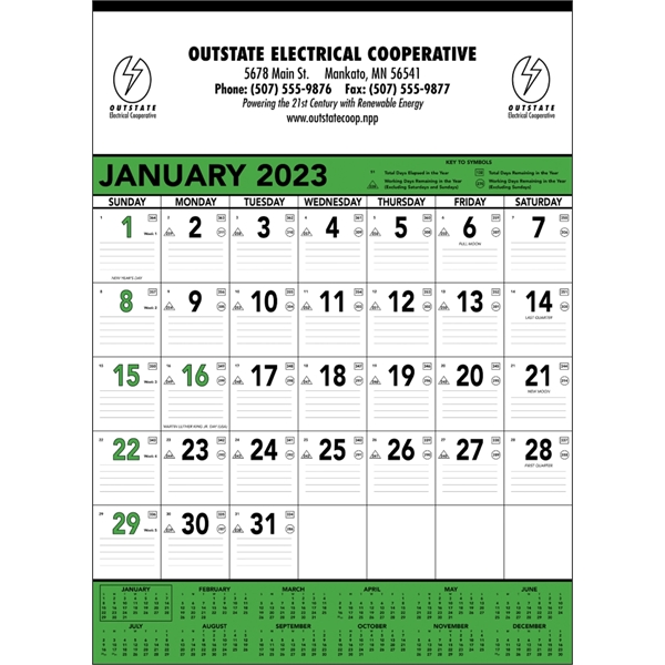 Green & Black Contractor Memo 2023 Calendar