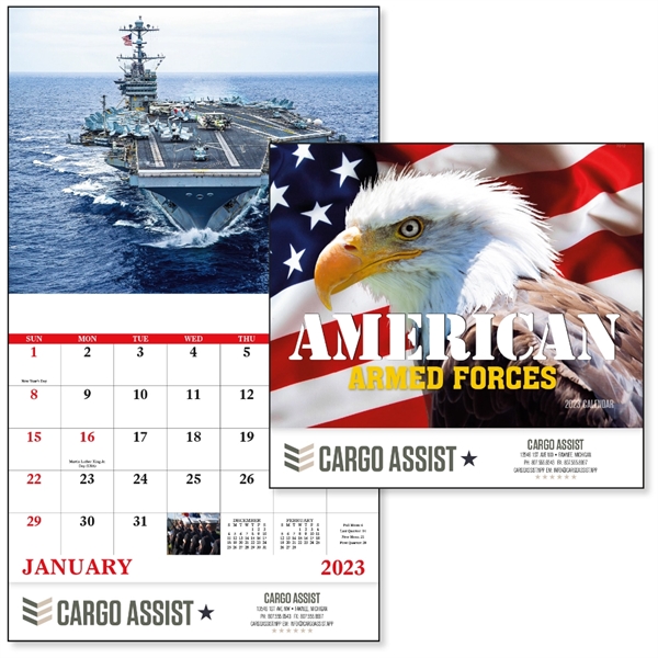 Stapled American Armed Forces 2023 Calendar