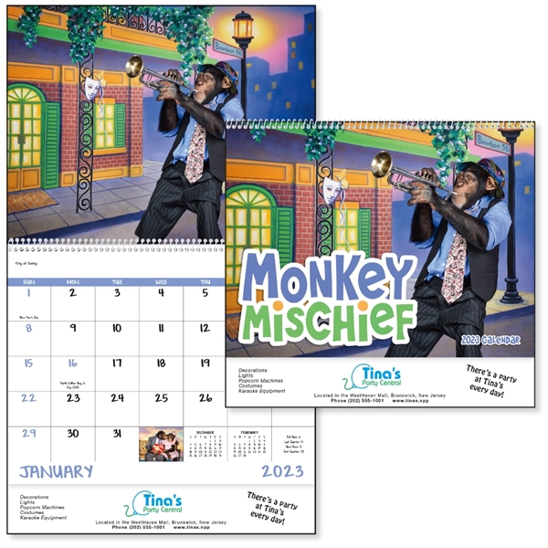 Spiral Monkey Mischief Lifestyle 2023 Appointment Calendar
