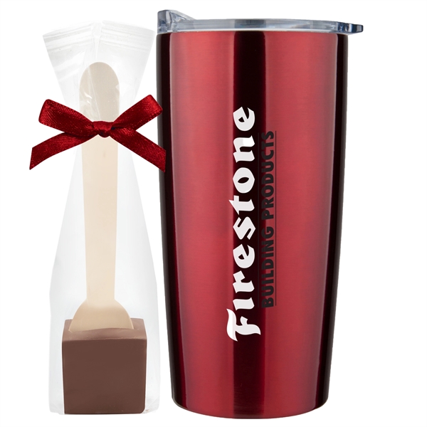 20 oz stainless steel straight tumbler w/Hot Chocolate Spoon