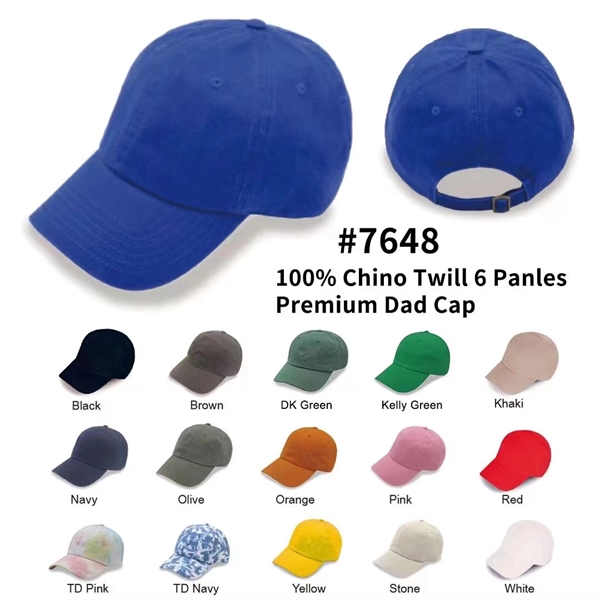 Dad Cap Pre-Washed Chino Twill 6 Panel, Unstructured