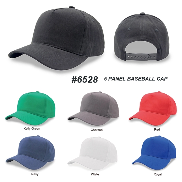 5 Panel Structured Classic Baseball Cap,Cotton Twill
