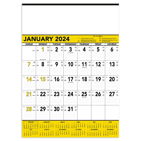 Yellow & Black Contractor's Memo 2024 Calendar