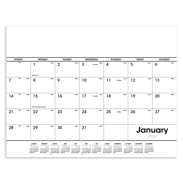 Black & White 2024 Desk Calendar Pad