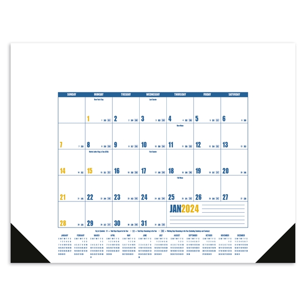 Multi-Colored 2024 Desk Calendar Pad with Vinyl Corners
