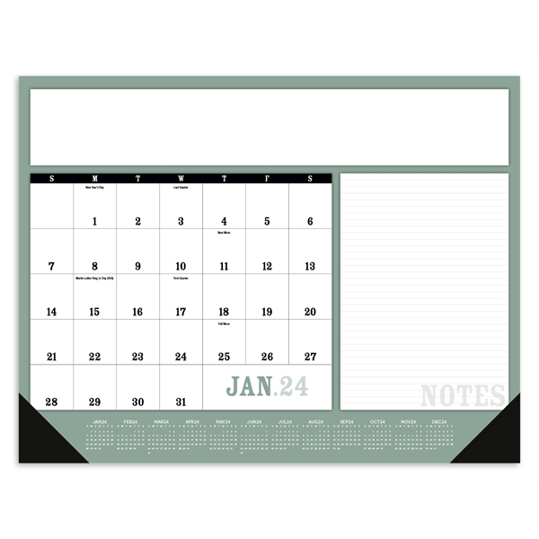 Notes 2024 Desk Calendar Pad with Vinyl Corners