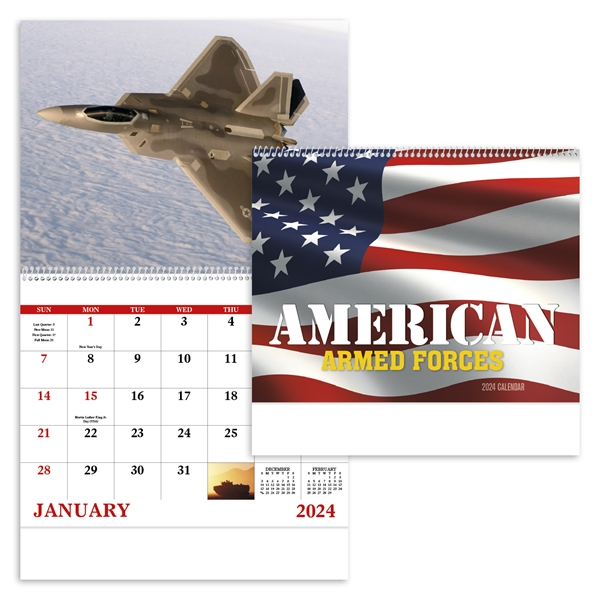 Spiral American Armed Forces 2024 Calendar