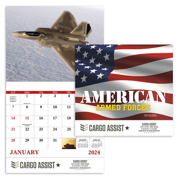 Stapled American Armed Forces 2024 Calendar