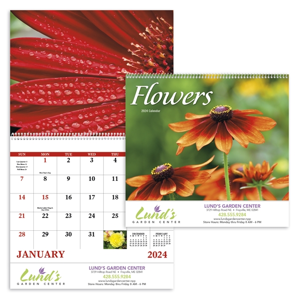 Flowers 2024 Spiral Calendar