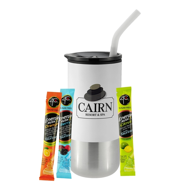 16 oz. Tumbler w/ Stainless Steel Straw & Energy Packets