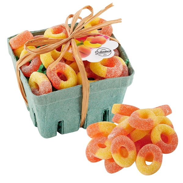 Candy Filled Produce Basket With Gummy Peach Rings