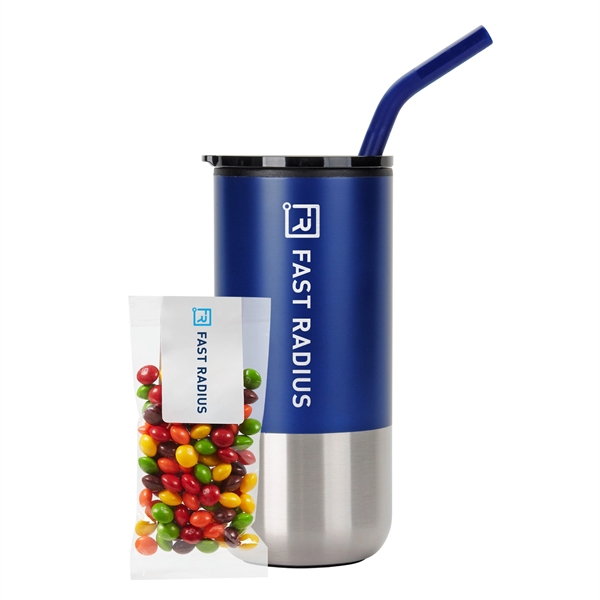 16 oz. Tumbler w/ Stainless Steel Straw & Skittles Candy