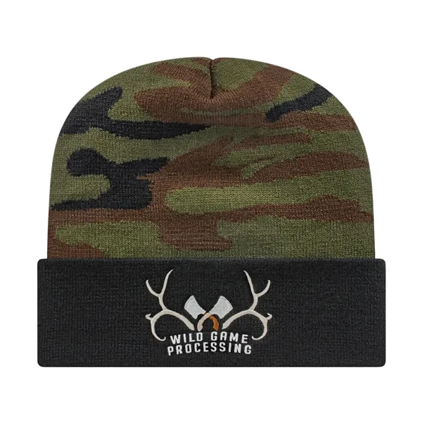 In Stock Woodland Camo Knit Cap with Cuff