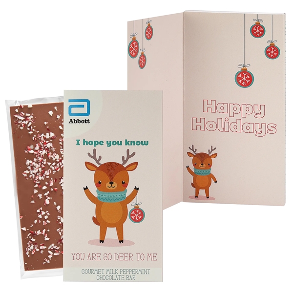 3.5 Oz Belgian Chocolate Greeting Card Box - Peppermint