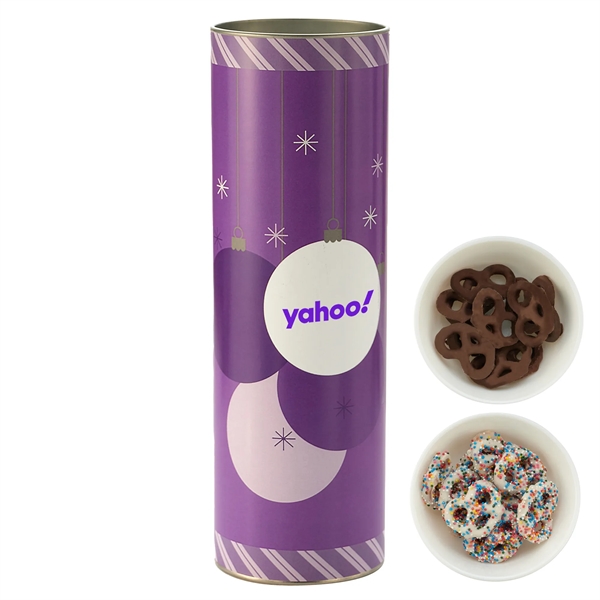 8 inch Gift Tube with Chocolate Pretzels