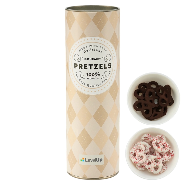 8 inch Gift Tube with Chocolate Pretzels