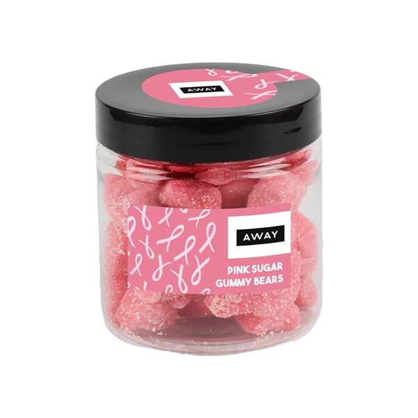 Pink Sugar Gummy Bears In A Candy Jar