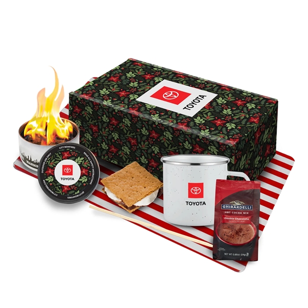 Portable Bonfire S'more Cocoa Speckled Camping Mug Gift Set