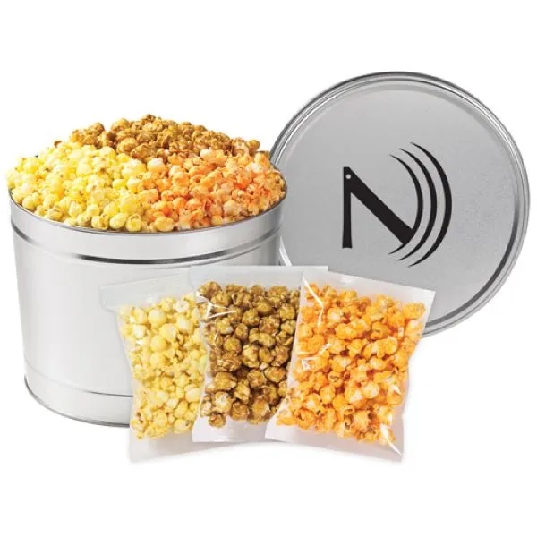 Small 3 Way Popcorn Tin / 2 Gallon - Individually Bagged