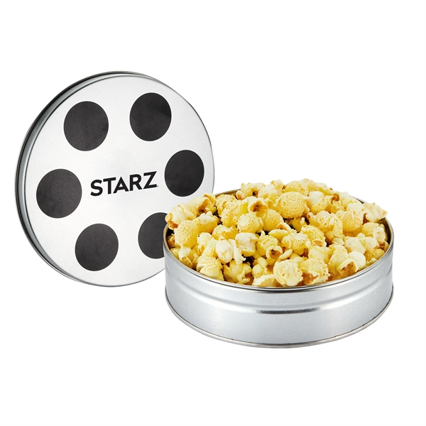 Critically Acclaimed Film Reel Tin filled w/ Butter Popcorn