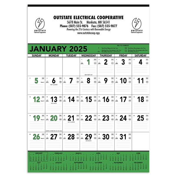 Triumph® Calendars Green & Black Contractor Memo