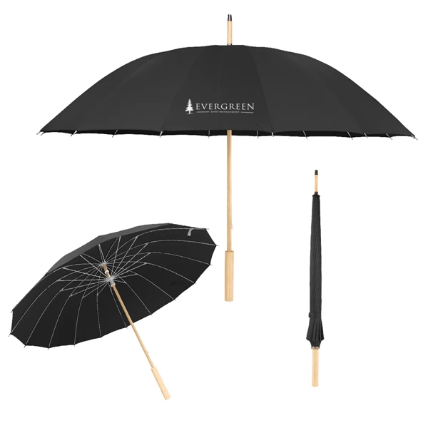46" Arc Umbrella With 100% RPET Canopy & Bamboo Handle