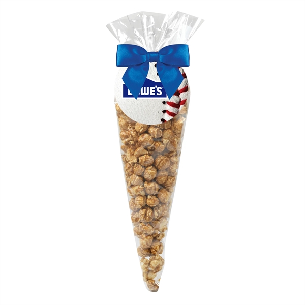 Large Baseball Popcorn Cone Bags - Caramel