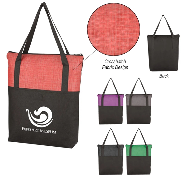 Crosshatch Non-Woven Zippered Tote Bag