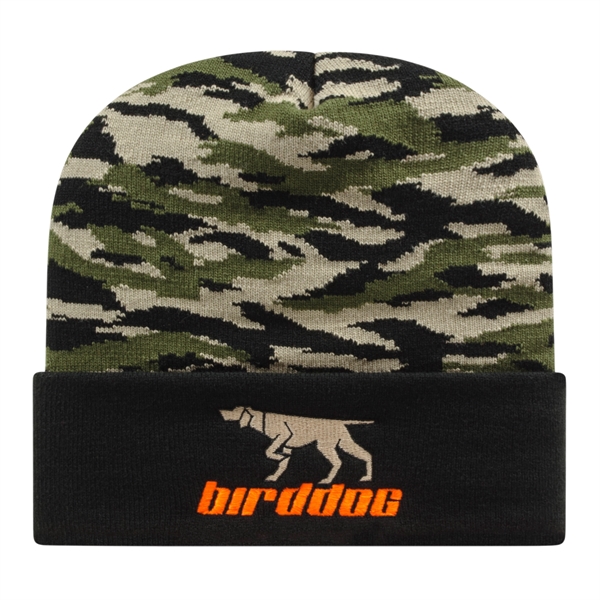 In Stock Vintage Tiger Camo Knit Cap with Cuff