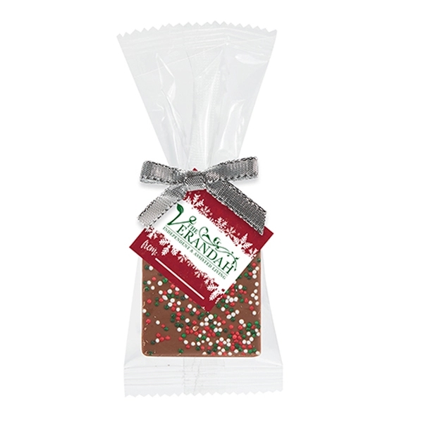 Bite Size Chocolate Sq. Gift Bag-Holiday Nonpareil Sprinkles