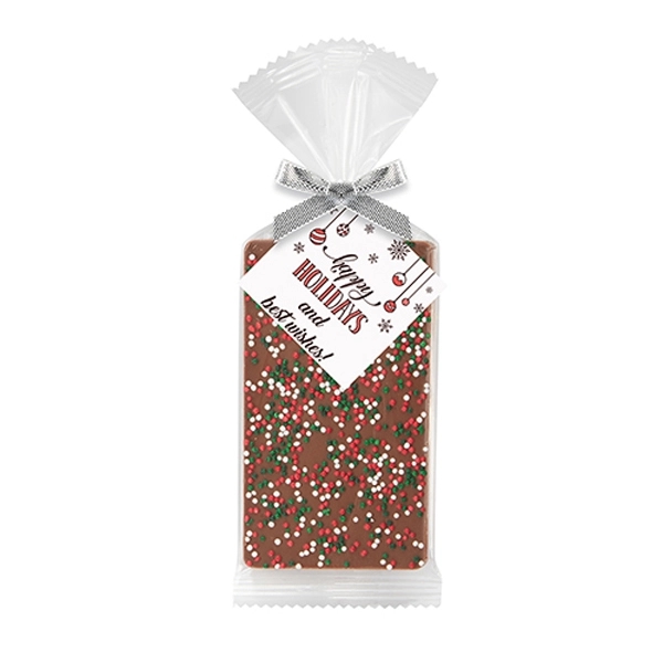 Belgian Chocolate Bar Gift Bag - Holiday Nonpareil Sprinkles
