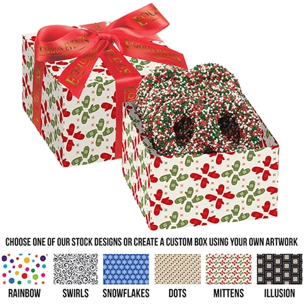 Chocolate Pretzel Gift Box - Holiday Nonpareil Sprinkles