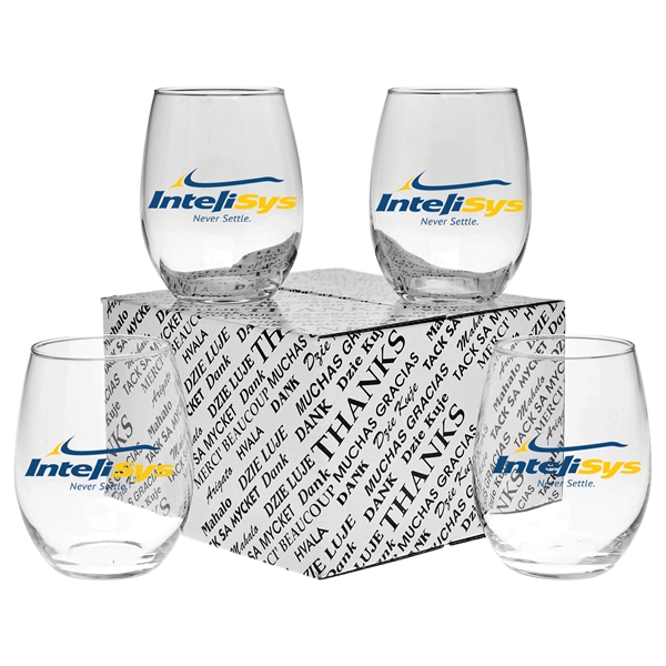 Stemless Wine Glass Thank You Set
