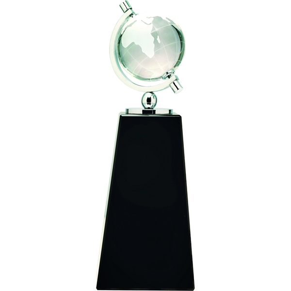 9" Crystal Spinning Globe on Black Pedestal Base