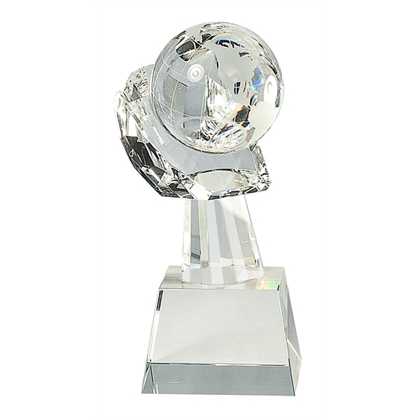 8" Clear Crystal Globe in Hand