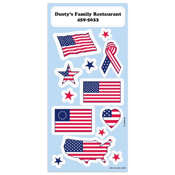 Patriotic Sticker Sheet w/ Flags