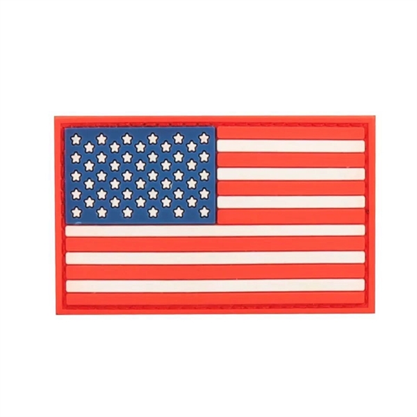 Us Flag PVC Patch With Hook Back: Red, White & Blue